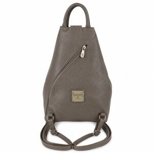 Valentina Italia Taupe Pebbled Leather Convertible Sling Backpack Made in Italy